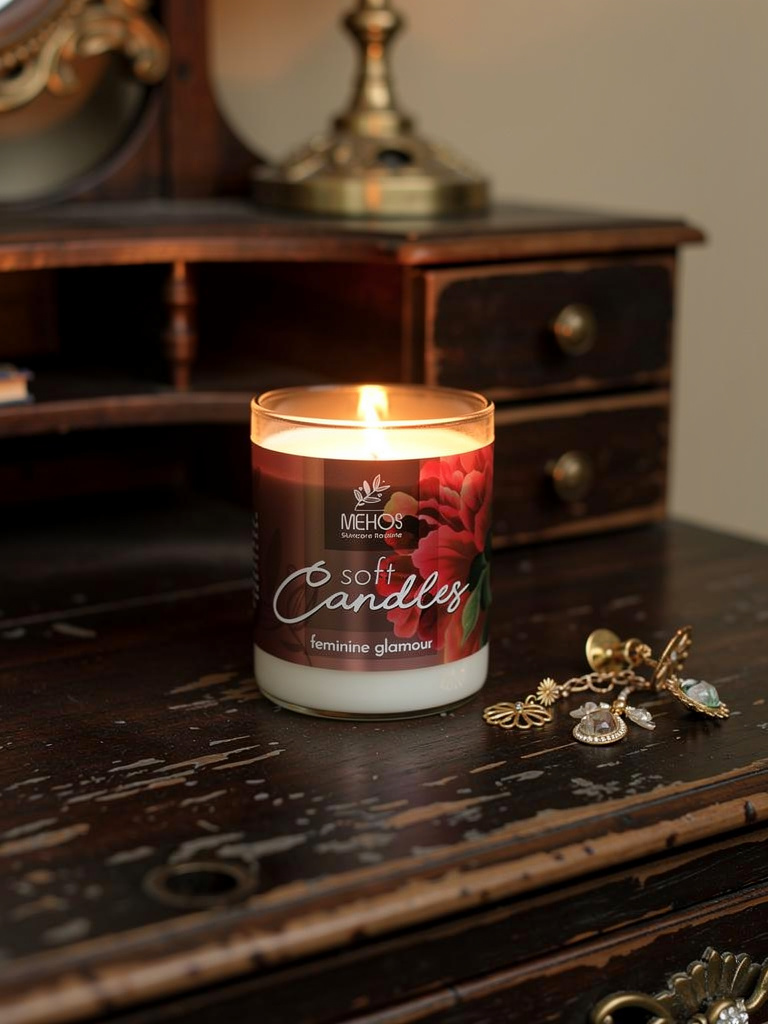 Feminine glamour skin candle