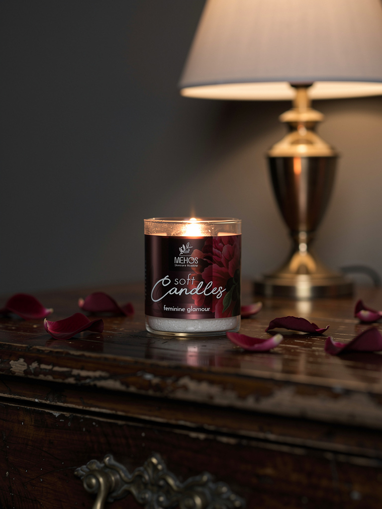Feminine glamour skin candle
